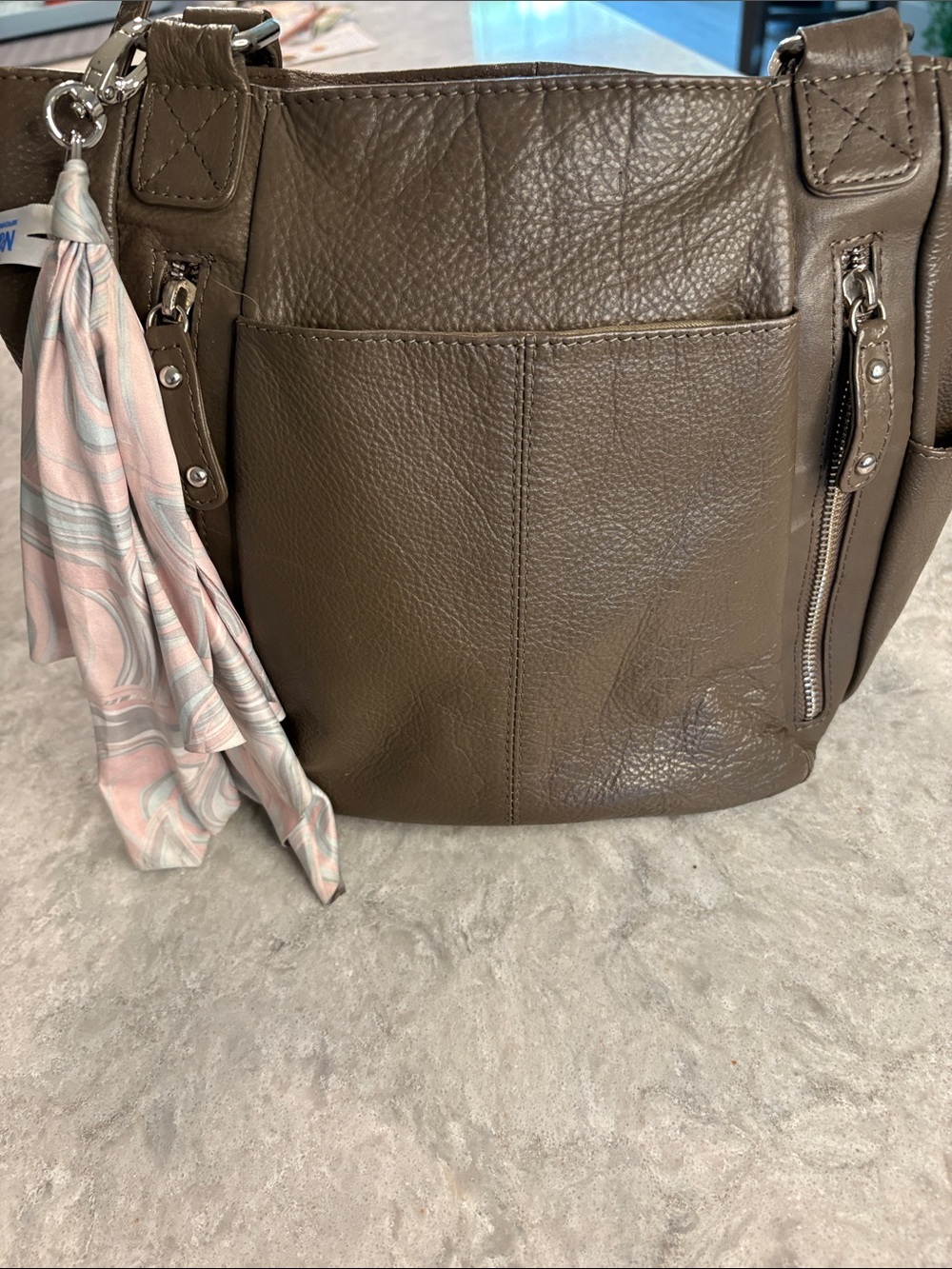 Great American Leather Works crossbody Bag in taupe.